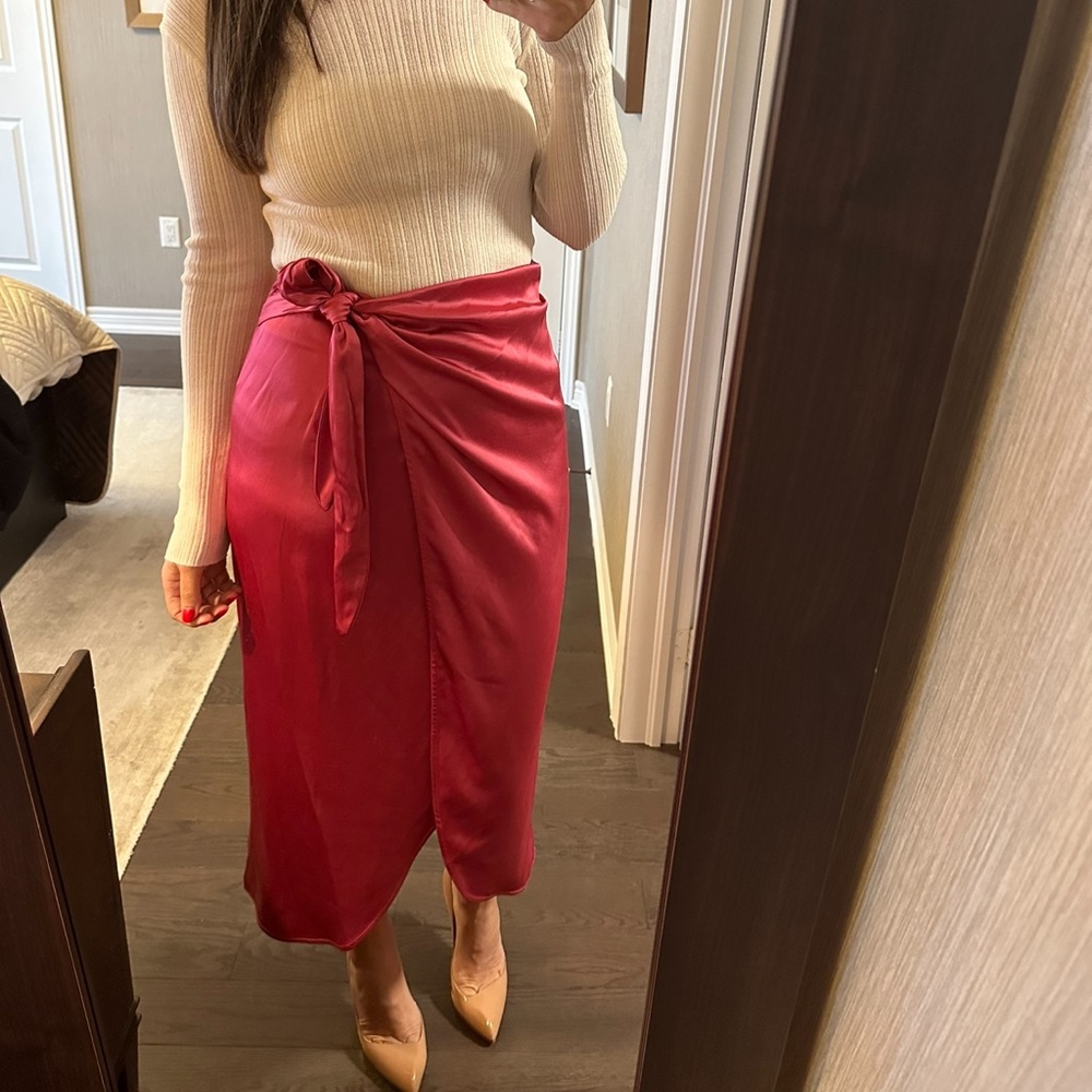Brand New Pink Satin Skirt